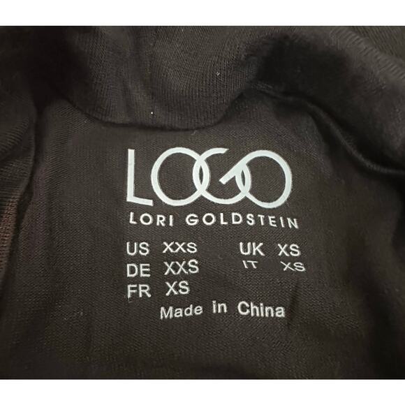 LOGO by Lori Goldstein Sleeveless Tank Tunic Lace Hem Black Womens XXS 2XS - Picture 7 of 10